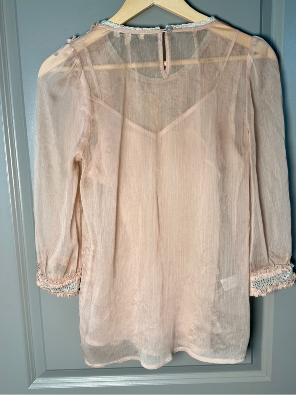 Black Rainn Lace & Ruffle Blouse | Blush Pink | Size S | Cottagecore | Romantic - Picture 4 of 7
